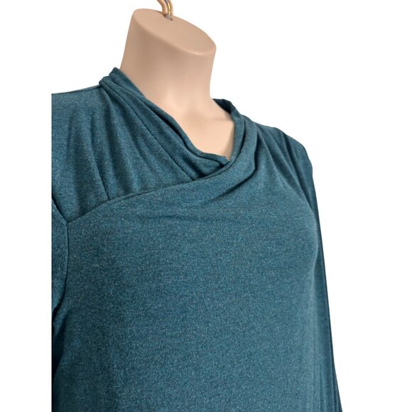 H by Halston Pullover Size 2X Cross Wrap Green Tunic Zip Up Back - Picture 7 of 9